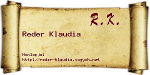 Reder Klaudia névjegykártya